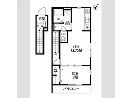リーブルファイン相模原共和Ⅱ(1LDK/2階)の間取り写真