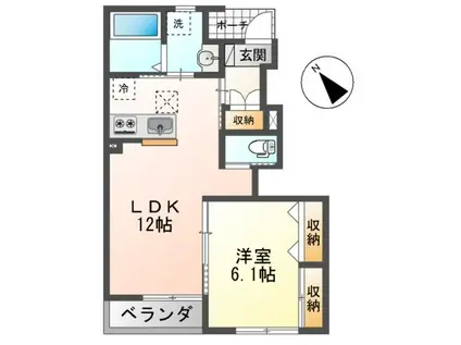 元吉田町アパート(1LDK/1階)の間取り写真