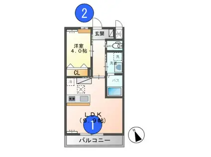 アリエッタ しもつけ(1LDK/1階)の間取り写真
