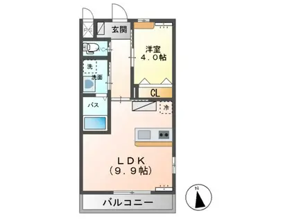 アリエッタ しもつけ(1LDK/2階)の間取り写真