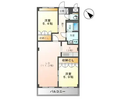 パレスコート(2LDK/3階)の間取り写真