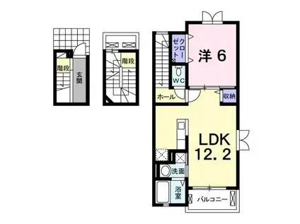 中央本線 竜王駅 徒歩34分 3階建 築13年(1LDK/3階)の間取り写真