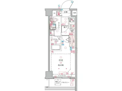 クレヴィスタ横浜綱島(1K/4階)の間取り写真