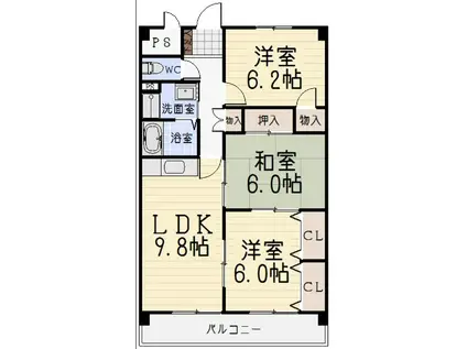 メゾンウィング(3LDK/2階)の間取り写真