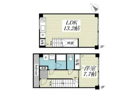 サリースマイル参番館(1LDK/2階)の間取り写真