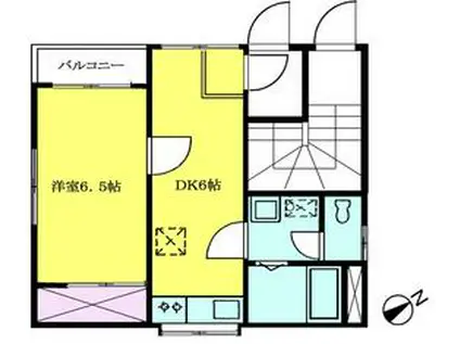 ヌーベルスターⅡ(1DK/2階)の間取り写真