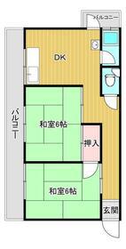 豊南町西4丁目文化(2DK/2階)の間取り写真