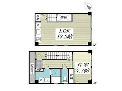 サリースマイル参番館(1LDK/2階)の間取り写真