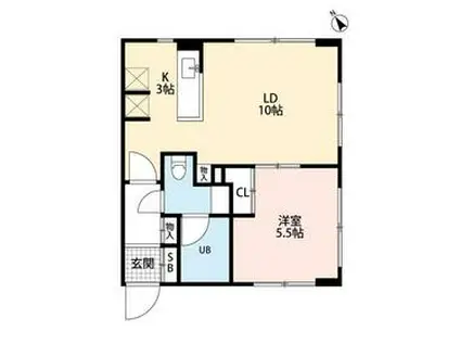 REGULUS1(1LDK/2階)の間取り写真