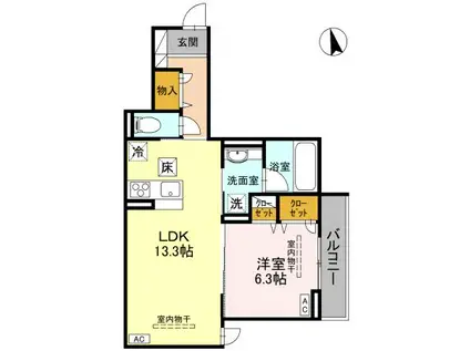 D-IMPARABLE(1LDK/1階)の間取り写真