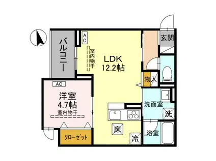 D-IMPARABLE(1LDK/1階)の間取り写真