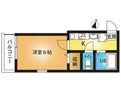 ロジュマン鶴ヶ島(1K/1階)の間取り写真