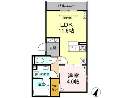 シェルメール(1LDK/2階)の間取り写真
