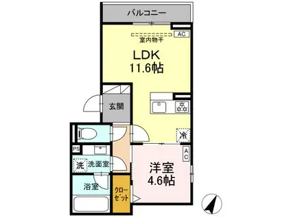 シェルメール(1LDK/3階)の間取り写真