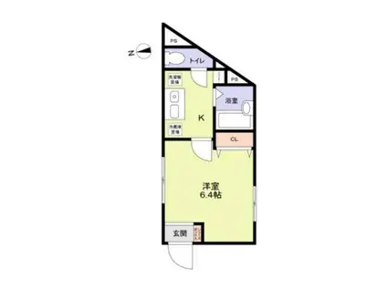 イニッツィオ永田南(1K/4階)の間取り写真