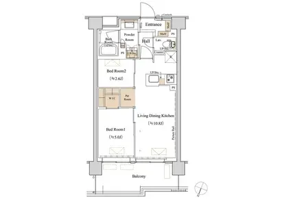 ブランシエスタ西馬込(2LDK/3階)の間取り写真