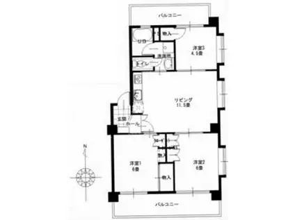 タイムポート経堂(3LDK/3階)の間取り写真