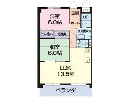 ラビアンローズ(2LDK/1階)の間取り写真