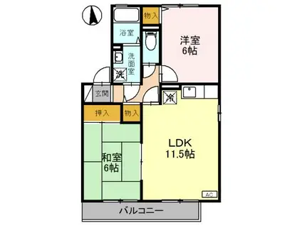セジュール喜多A(2LDK/2階)の間取り写真