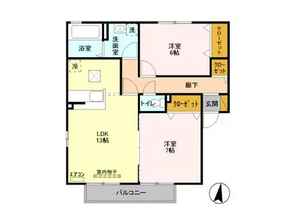 ヴィラージュⅠ(2LDK/1階)の間取り写真