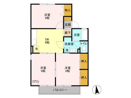 メゾン・ノアールB(3DK/1階)の間取り写真