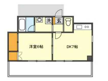 第72シンエイビル(1DK/4階)の間取り写真