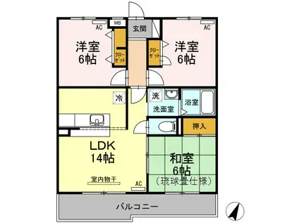 メゾン葵(3LDK/1階)の間取り写真