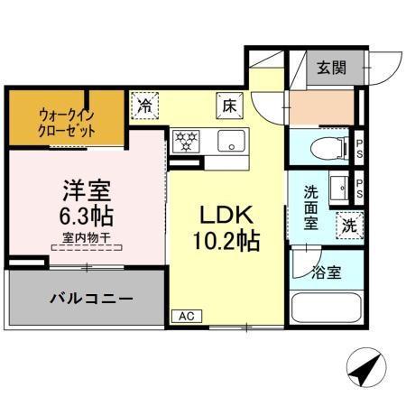エム・ロサ(1LDK/1階)の間取り写真
