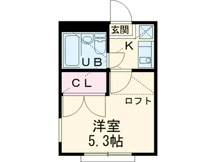 ホワイトヒル(1K/2階)の間取り写真
