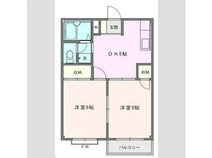 エルディム.平成Ⅲ(2DK/2階)の間取り写真