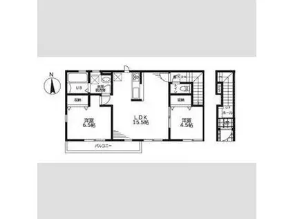 リーブルファイン江吉良2号棟(2LDK/2階)の間取り写真