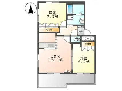 ユーハウスⅤ(2LDK/1階)の間取り写真