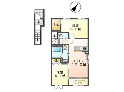 シャンピュール志免中央(2LDK/2階)の間取り写真