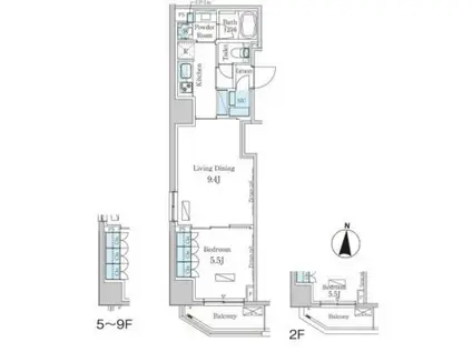 パークアクシス錦糸町ヴェール(1LDK/9階)の間取り写真
