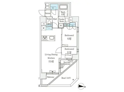 ラティエラ中野新井(2LDK/5階)の間取り写真