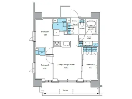 ルフォンプログレ上野御徒町(3LDK/12階)の間取り写真