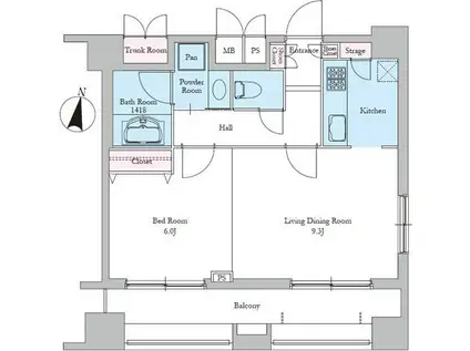 レジディア文京音羽Ⅱ(1LDK/6階)の間取り写真