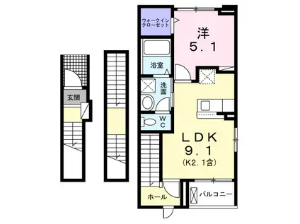 ブリュームⅡ(1LDK/3階)の間取り写真