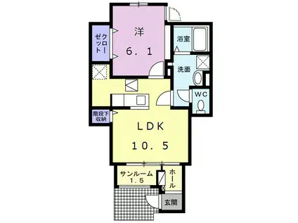 クレール鎌倉Ⅱ(1LDK/1階)の間取り写真