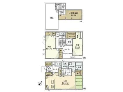 北総鉄道 印西牧の原駅 徒歩21分 2階建 築7年(2LDK)の間取り写真