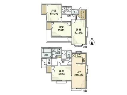 多摩モノレール 上北台駅 徒歩14分 2階建 築25年(4LDK)の間取り写真