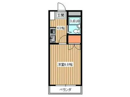 グラドゥアーレⅡ(1K/3階)の間取り写真