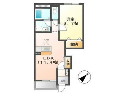 ディア金沢(1LDK/1階)の間取り写真