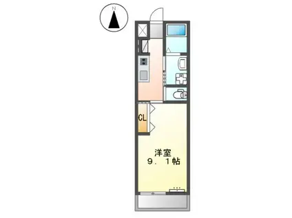 グランバニア弥富(1K/2階)の間取り写真