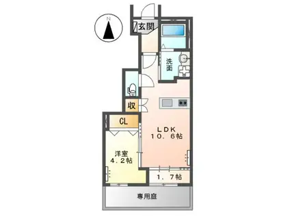 あま市新居屋大日南アパート(1LDK/1階)の間取り写真