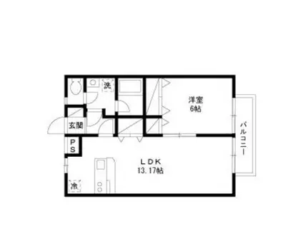 リヴェール市川A棟(1LDK/1階)の間取り写真