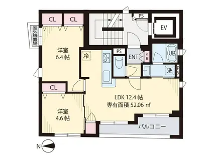 ウェスティング中野沼袋(2LDK/3階)の間取り写真