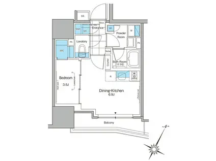 ルフォンプログレ北新宿(1DK/6階)の間取り写真