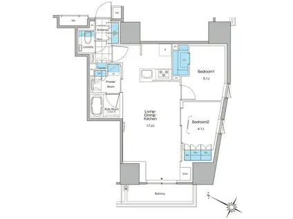 ルフォンプログレ北新宿(2LDK/12階)の間取り写真