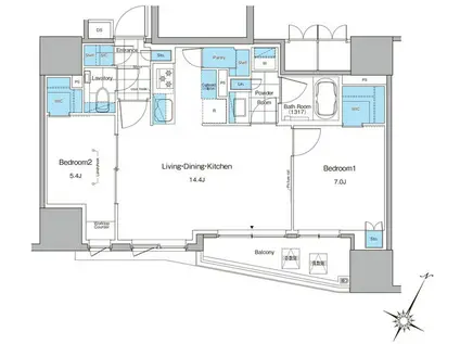 ルフォンプログレ北新宿(2LDK/12階)の間取り写真